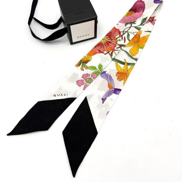 Gucci Black Multicolor Flora Neck Bow - Picture 1 of 4